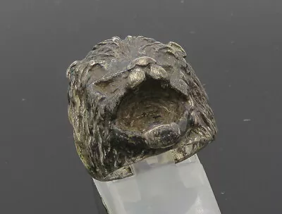 925 Sterling Silver - Vintage Oxidized Lion's Head Band Ring Sz 6.5 - RG20219 • $60.60