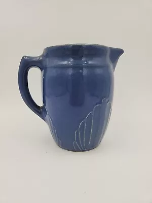 Vintage Monmouth Pottery Deco Fan Shell Design Dark Blue Pitcher Stoneware  • $14.95