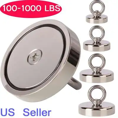 1000LBS Neodymium Fishing Magnets Pulling Force Super Strong Round Rare Earth US • $6.06
