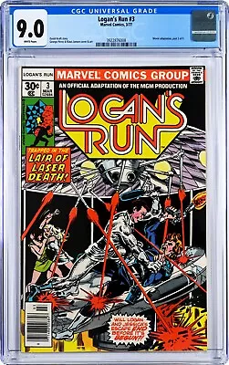 Logan's Run #3 CGC 9.0 (Mar 1977 Marvel) George Perez Cover Movie Adaptation • £38