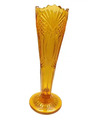 Indiana Glass Fluted Bud Vase EAPG Diamond/ Zipper Pattern 8.5  • $27