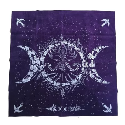 Velvet Divination Altar Cloth Three Moon Phase Goddess Tarot Card Tablecloth • £7.64