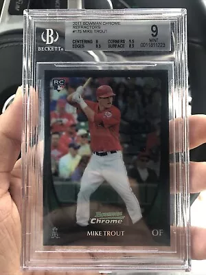 Mike Trout RC Refractor BGS 9 (9 9.5 9.5 9.5 2011 Bowman Chrome #175 Rookie Card • $1100