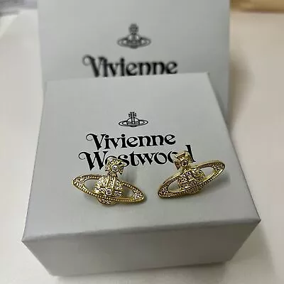 Vivienne Westwood Bas Relief Crystal Orb Golden Earrings With Gift Box Girls • $22.99