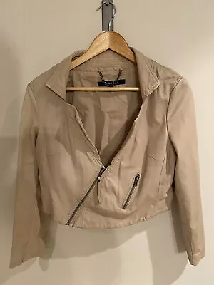 Ladies Womens Muubaa Beige Lamb Leather Jacket UK 14 EU 42 • $24.88