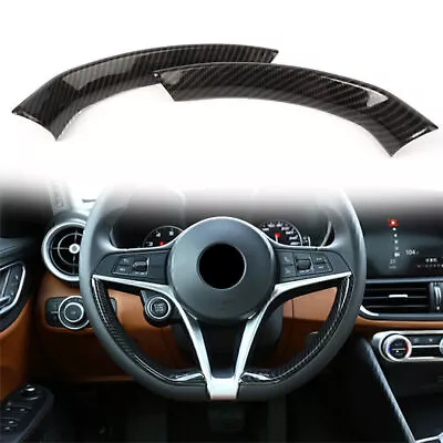 Carbon Fiber Interior Steering Wheel Cover Trim For Alfa Romeo Giulia 2017-2020 • $38.67