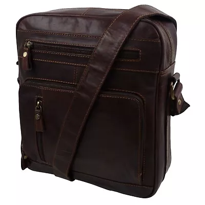 Leather Flight Bag By Prime Hide Men's Ladie's Messenger Bag  For Travel Brown • £69.95