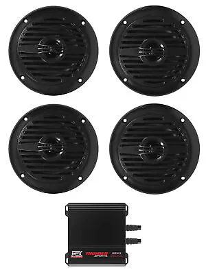 (4) Rockville MS40B Black 4  200 Watt Speakers+MTX Amplifier For ATV/UTV/Cart • $269.95
