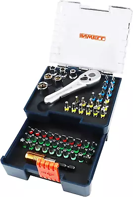 58 Piece Screwdriver Bit Set | 1/4  Drive Mini Ratchet Wrench And Sockets Set • $35.96