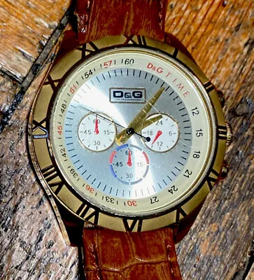 £47 • Buy D&G Dolce & Gabbana Unisex DW0433 Multi-function Brown Leather Strap Watch