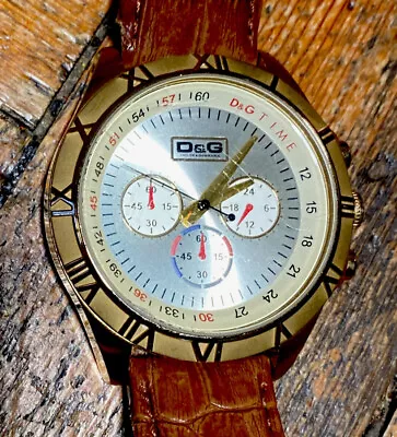 D&G Dolce & Gabbana Unisex DW0433 Multi-function Brown Leather Strap Watch • £47