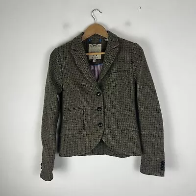 Jack Wills Tweed Jacket Blazer Women's UK 10 Green Moon Wool Hacking Country • £49.95