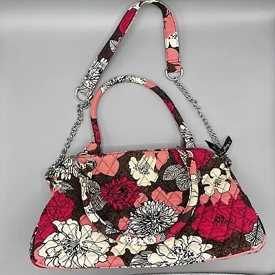 Vera Bradley Mocha Rouge Handbag Shoulder Bag 13 W X 8 H X 6  D Removable Chain • $19.99