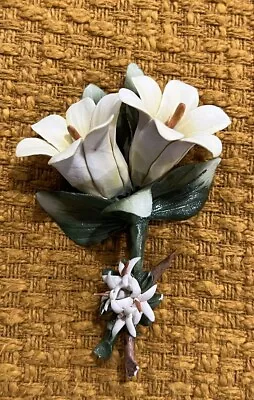 Capodimonte Italy Small Easter Lily Bouquet 5” VISCONTI MOLLICA Sticker • $19.99