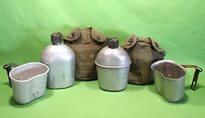 World War 2 US Army Marines Canteen W Mess Cup & Canvas Cover PLUS Bonus Canteen • $9.99