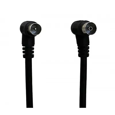 Auline® 1.5m Black TV Aerial Cable 90 Degree Right Angle Female Male Coax Plug • £3.19