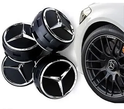 Mercedes AMG 75mm Black Surround Wheel Center Cap 4 Pieces Set  • $29