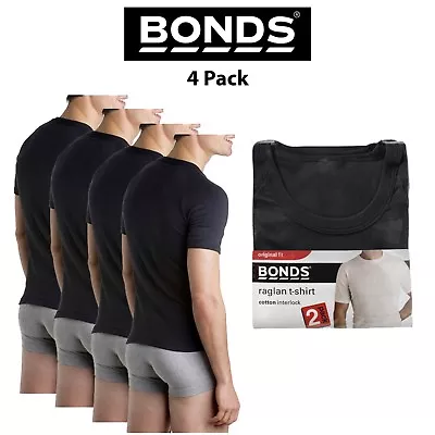 Mens Bonds Original Raglan Crew Neck 4 Pack Tee T-Shirt Short Sleeve Top M9372W • $42.37