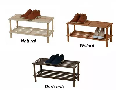 Wooden Slated Wood Shoe Rack Stand Holder Organizer 2 / 3 / 4 Tier Die Color     • £11.45