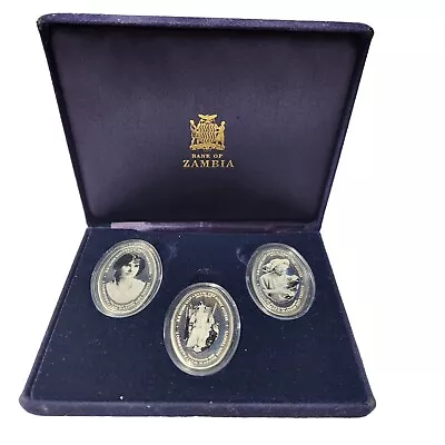 2000 Zambia Queen Mother's 100th Birthday 4000 Kwacha Sterling Silver Proof Set • $60