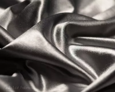 Dark Gray 4 Way Stretch Silky Satin Fabric By Yard Thick Satin • $13.99