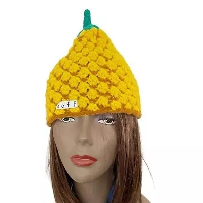 NEFF Pineapple Beanie Hat Tuque Yellow Green Knit One Size • £28.95