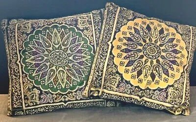 VTG BOHO Throw Pillows Set/2 Kaleidoscope Mandala Hippie Country Cottage Core • $18.59