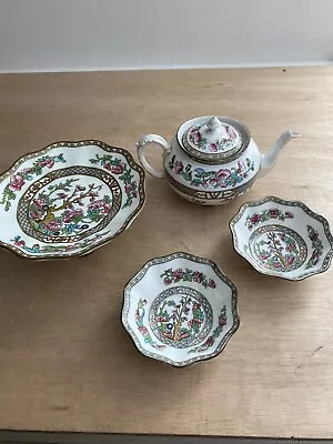 Indian Tree Tea Set Coalport Scalloped Cake Stand & 2 Dishes &Bridgwood Teapot • £49