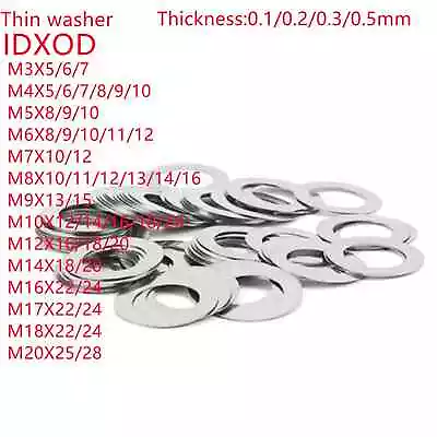 10-100Pcs Stainless Steel Ultra Thin Flat Precision Adjusting Washer Gasket Shim • $3.77