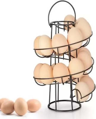 Spiral Egg Skelter Dispenser Rack Metal Storage Holder Display Countertop Black • £16.39