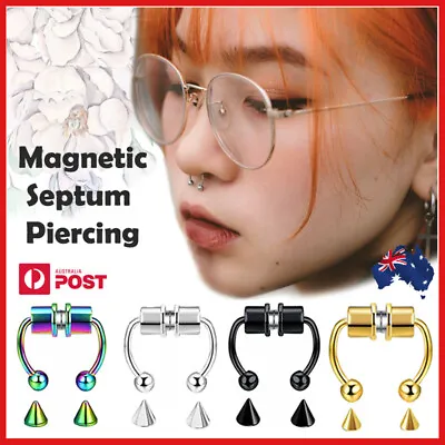 $5.45 • Buy Magnetic Septum Piercing Fake Nose Ring Segment Click Tragus Helix Nose AU 