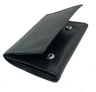 Black Genuine Leather Keychain Men's Trifold Wallet Money Key Ring Holder • $14.05