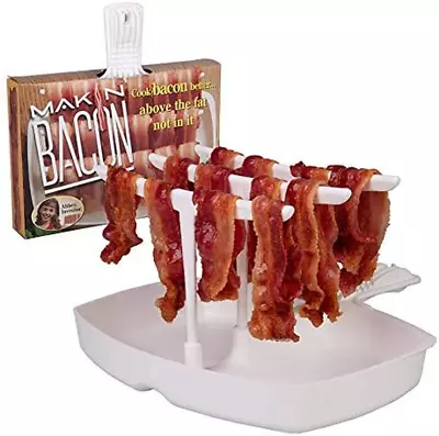 Microwave Bacon Cooker - The Original Makin Bacon Microwave Bacon Tray - Reduces • $25.63