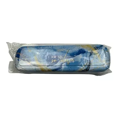 Owlcrate Pencil Case Blue Marbled Metal Case • $12