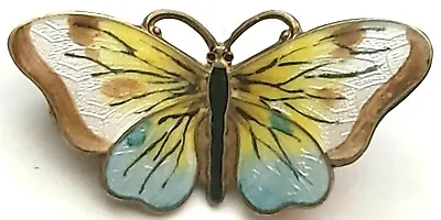 Vintage 925s Sterling Silver Guilloche Butterfly Brooch By O.f. Hjortdahl Norway • $199