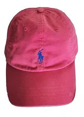 Vintage Polo Ralph Lauren Dad Hat Pink Strapback Cap Classic Blue Pony  • $16.71