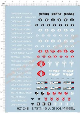 1/18 United States 3.75' Solider GI JOE Action Figure Model Kit Water Decal • $5.83