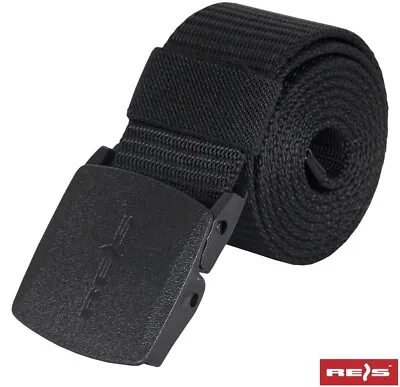 Mens Womens Unisex Trousers Fabric Woven Black Buckle Belt Army Work Belt • £5.25