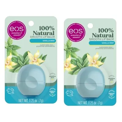 2 Pack Eos Visibly Soft Lip Balm Sphere Vanilla Mint 0.25Oz Each • $10.66