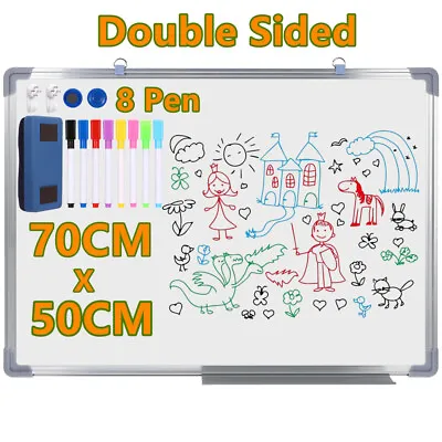 700X500 Magnetic Whiteboard Large White Board Dry Wipe Notice Office Home School • £15.99