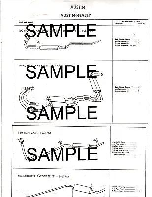 Volvo Pv444 544 B14a/b B16 A B B18 P1200 P121 P122s P220 Exhaust System Diagrams • $7.99