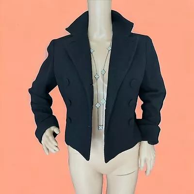 Vintage RALPH LAUREN Wool Blazer Crop Jacket M Double Breast Tweed • $65