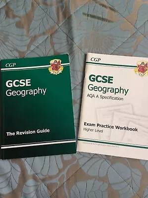 CGP GCSE Geography Revision Guide & AQA A Higher Level Exam Practice Workbook • £5