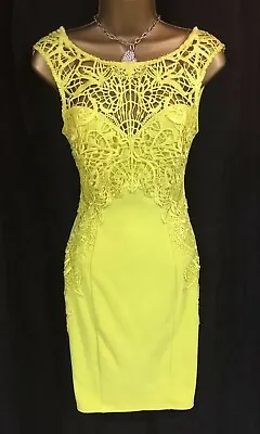 £29.99 • Buy Lipsy Yellow Bodycon Dress 10 Lace Detail Party Evening Wedding Occasion UK