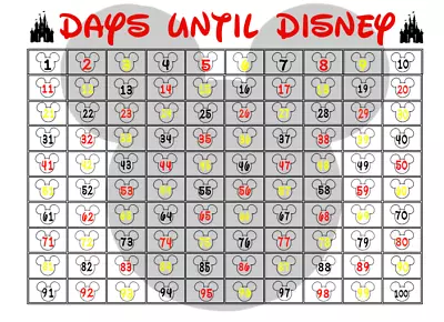 Days Until Disney Mickey Mouse A4 Countdown Chart Poster And Wipe Clean Pen • £3.99