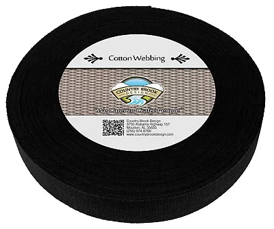 Country Brook Design® 1 1/2 Inch Black Heavy Cotton Webbing 25 Yards • $54
