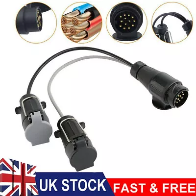 Adaptor Trailer Extension Lead Caravan Towing Socket Plug Board 13 Pin To 7 Pin • £10.79