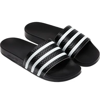 $44.95 • Buy Adidas Originals Shoes Adilette Slides Black White Black Slip On Sandals Unisex