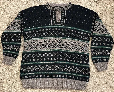 Made In Nepal 100% Wool Knitted Sweater- WARM - Men's L (Runs Big) • $55