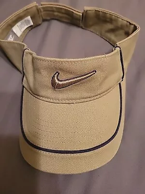 Nike Center Swoosh Logo Tan Visor Hat Cap Silver Tag Vintage Y2K Tennis Golf  • $14.95